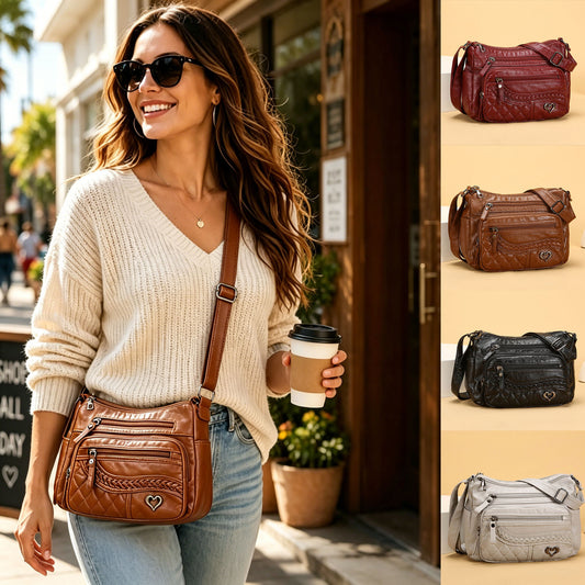 50% DE DESCUENTO 👜 Elegante bolso de hombro de piel auténtica de gran capacidad para mujer