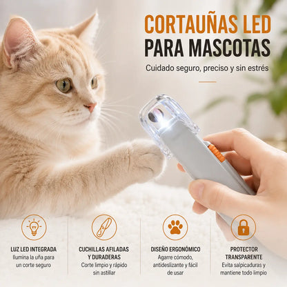 🐱🐶 Cortaúñas para mascotas con luz LED para gatos y perros