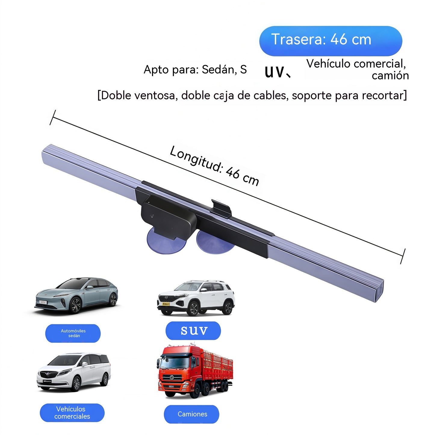 【46 cm】 Parasol y cortina aislante térmica para parabrisas General Motors, ajustable
