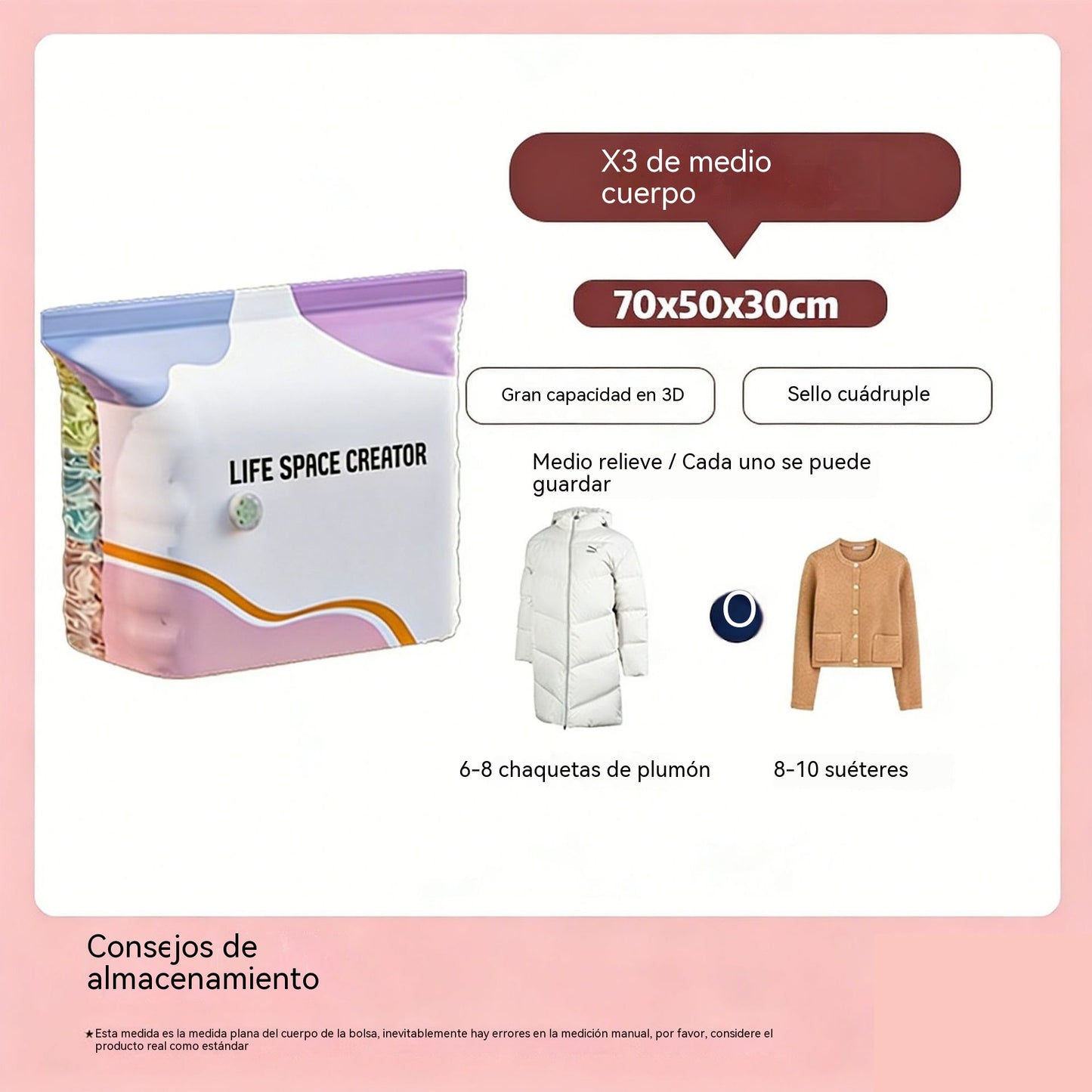 🧳【Juego de 5 piezas】💨 Bolsa de almacenamiento al vacío grande y compresible: no requiere bomba, es a prueba de fugas e ideal para ahorrar espacio en maletas y en casa ✈️