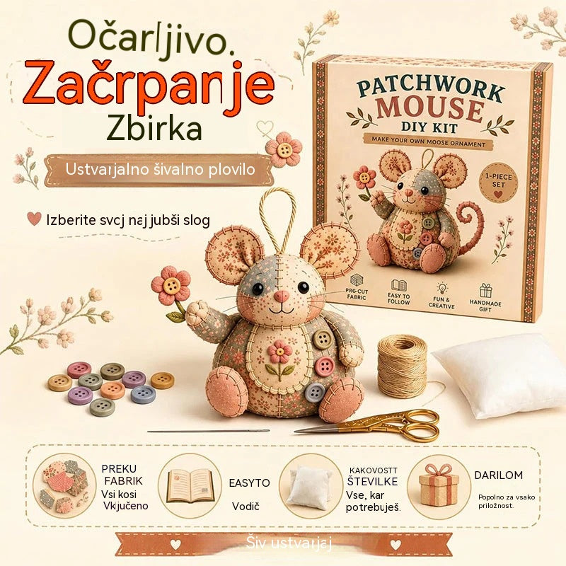 🧵Komplet za šivanje starinske plišaste miške
