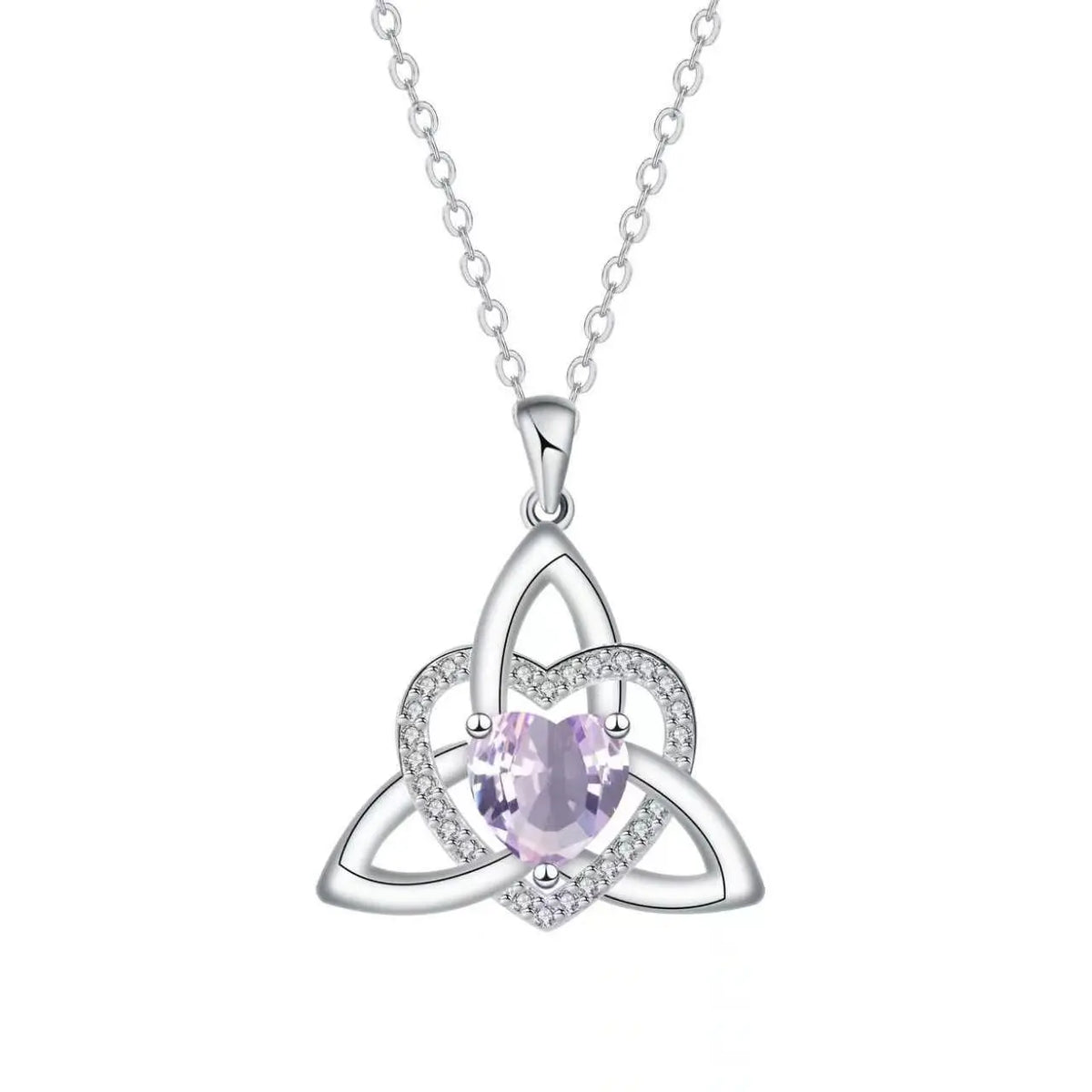 ⏳Oferta por tiempo limitado⏰ Collar de corazón con nudo de la Trinidad celta y piedra de nacimiento✨ Colgante de corazón con nudo de la Trinidad celta y piedra de nacimiento