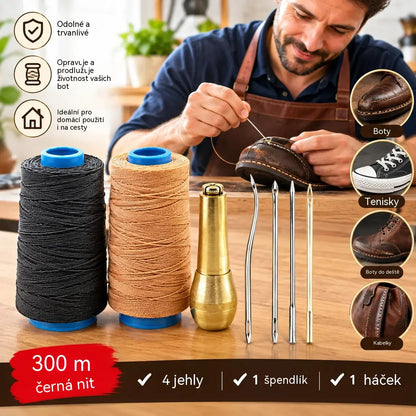 ✨Nyní sleva 50 %!✨ 5dílná sada šídla na šití kůže s voskovanou nití: nástroje pro ruční šití kůže.