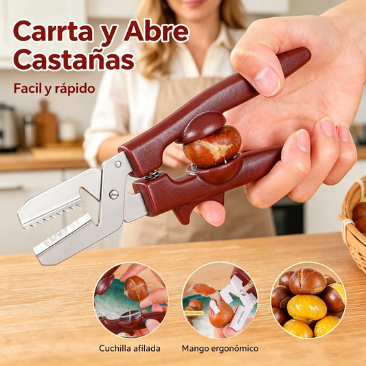 Abrecastañas de acero inoxidable para pelar y quitar la cáscara / Aberturas en forma de cruz