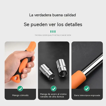 【llave inglesa + dado】Llave telescópica para neumáticos, rango telescópico de 35 a 53 cm, cabeza hexagonal, herramienta profesional para la reparación de automóviles.