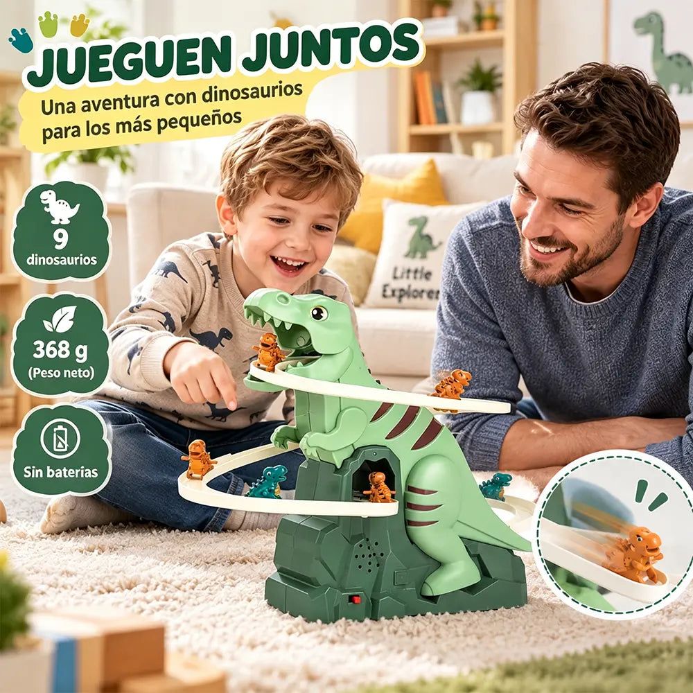 🦖🚂 Pista Eléctrica de Dinosaurios para Niños | Juguete de Aventuras con Dinosaurio Trepador y Pista Modular