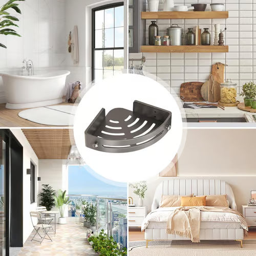 🔥🚿Estante de almacenamiento triangular con ventosa y sin taladro para baño