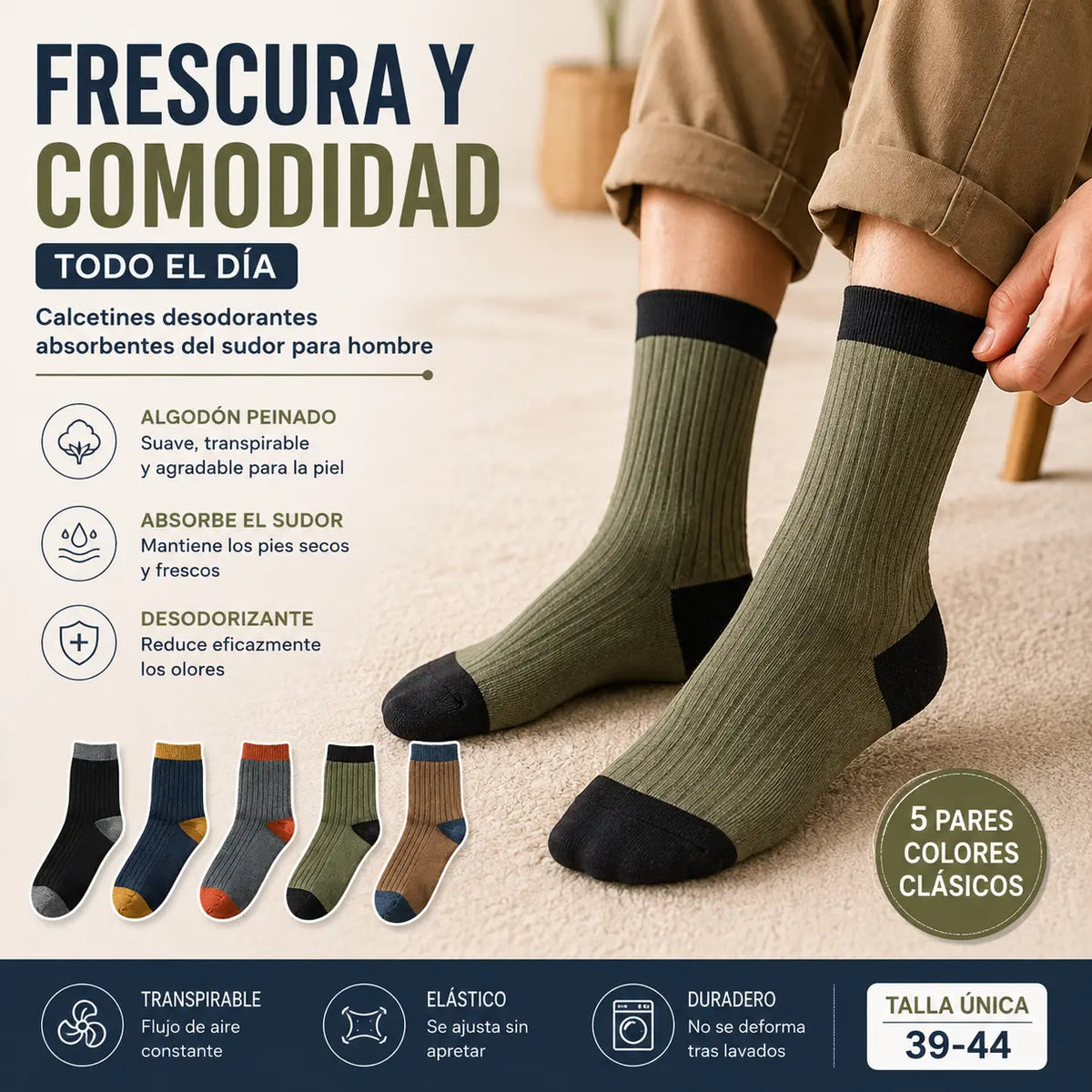 🧦【50%OFF】10 pares 29 euros😍 Calcetines desodorantes cálidos absorbentes del sudor para hombre