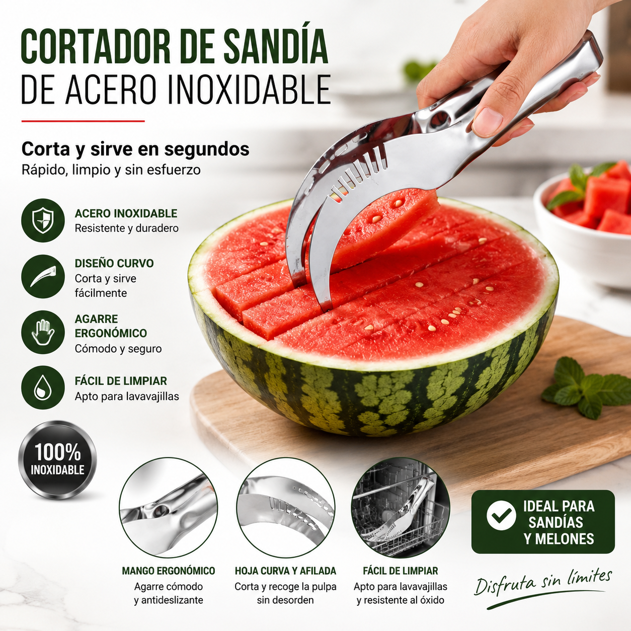 【💥2 piezas】Cuchillo de sandía con molino de viento de acero inoxidable, accesorios de cocina