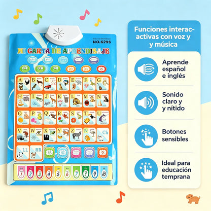 🔊 Lámina Educativa Parlante Bilingüe Español-Inglés | Abecedario con Sonido 26/27 Letras | Set de Regalo de Lujo para Niños 🎁