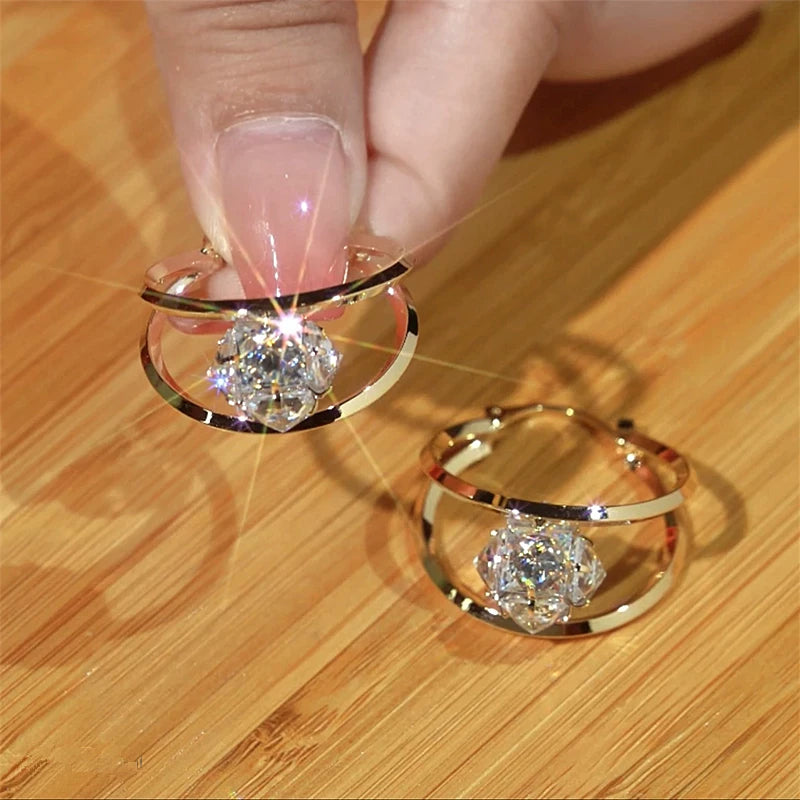 💎 Pendientes de doble aro con circonitas – Bola brillante, ligeros, cierre seguro ✨