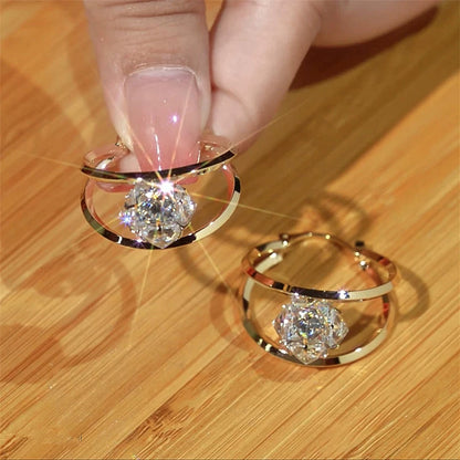 💎 Pendientes de doble aro con circonitas – Bola brillante, ligeros, cierre seguro ✨