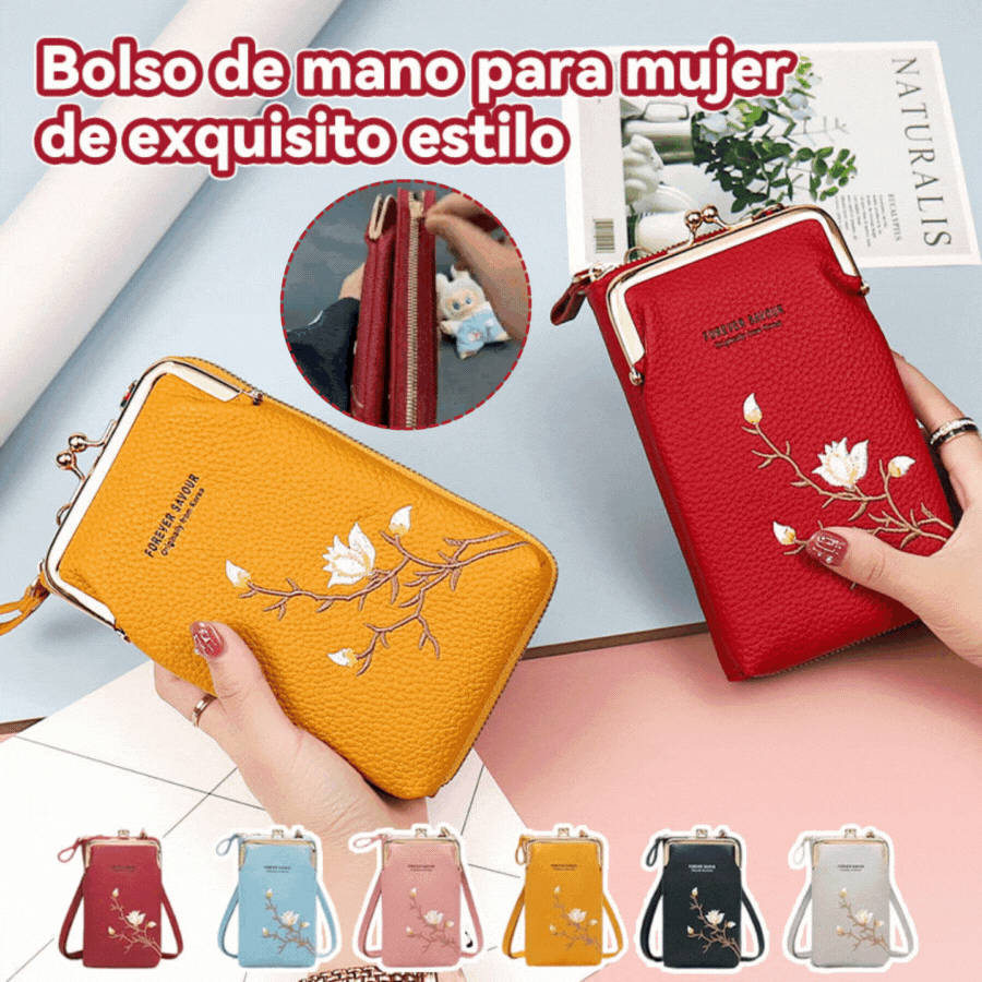 🔥👜 Nueva cartera antirrobo multicapa de gran capacidad con cremallera bordada a la moda para mujer