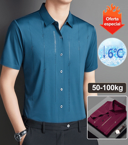 【M-4XL】Camisa de manga corta con alta elasticidad, sin arrugas y sin necesidad de planchar.