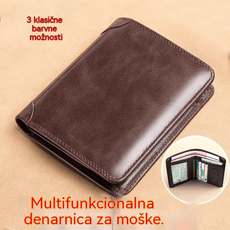 Nova moška denarnica iz pravega usnja s sistemom proti kraji