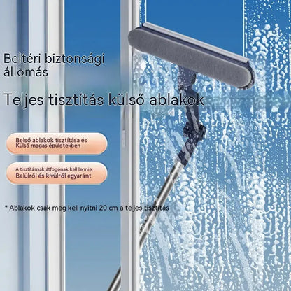 🧼✨ Kétoldalas ablaktisztító 2 az 1-ben (mosás és törlés) 📏 meghosszabbított fogantyúval magas épületek üvegtisztításához