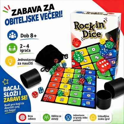 🎲 Obiteljska društvena igra Rockin' Dice — brza i zabavna igra s kockicama za 2-4 igrača, idealna za zajedničke večeri i jednostavna pravila koja svatko može svladati.