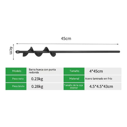 【22-45cm】Barrena de acero al carbono, utilizada para perforar tierra y hielo en árboles, plántulas y en horticultura.