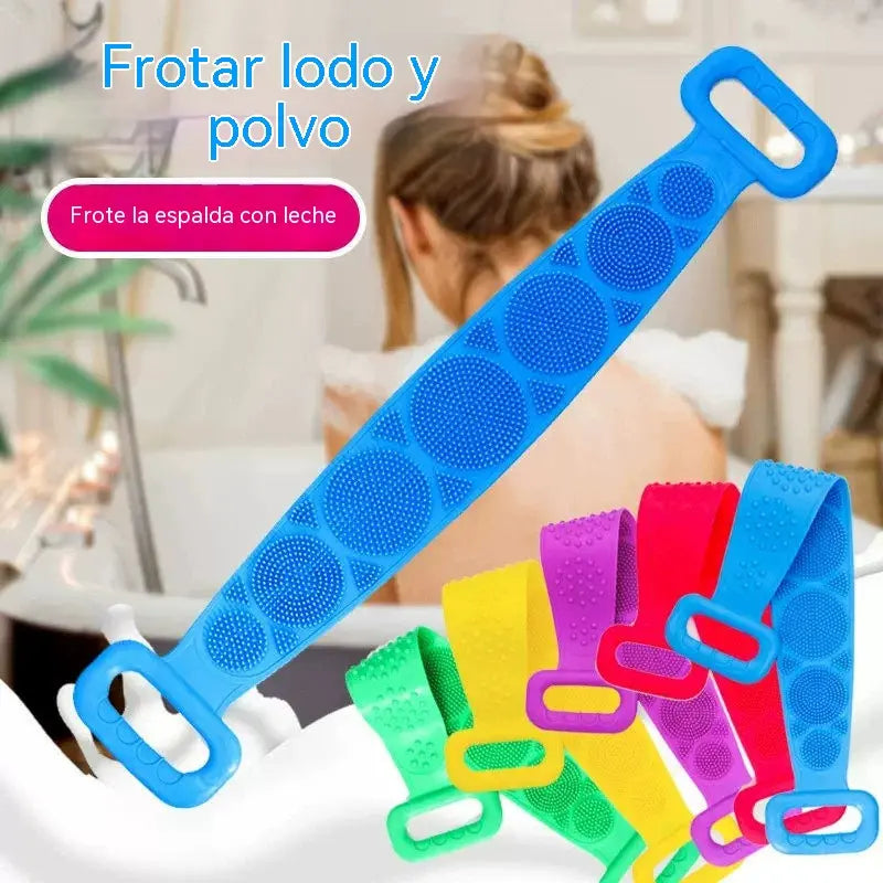 【4 pieza 】Estropajo de baño unisex con mango extendido. Cepillo de baño de silicona para limpieza profunda, masaje y exfoliación.