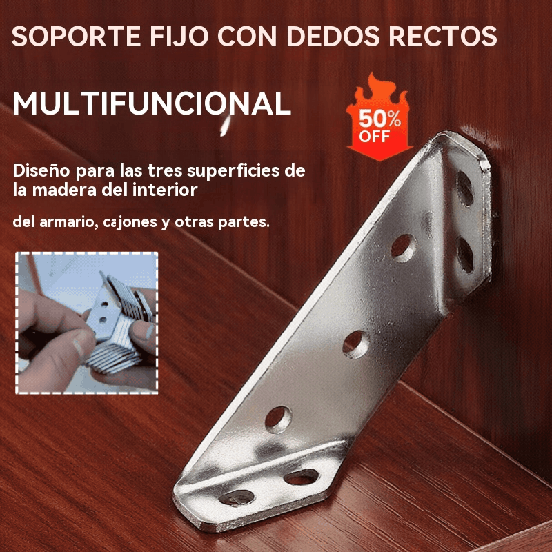🔩 Escuadra Reforzada de Acero Inoxidable 90° – Soporte Multifunción para Reparar y Reforzar Muebles 🛠️