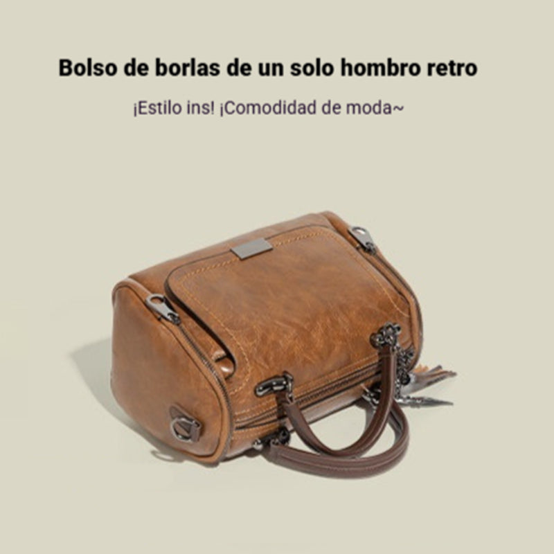 Bolso bandolera para mujer con diseño de borlas de estilo retro y patchwork de color liso, 2026