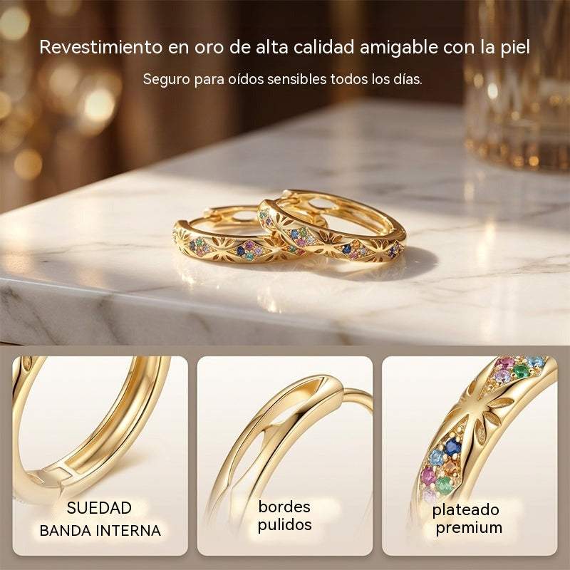 📢📢Compra 1 y llévate 2 gratis ⏰ Pendientes de aro huecos con circonita brillante