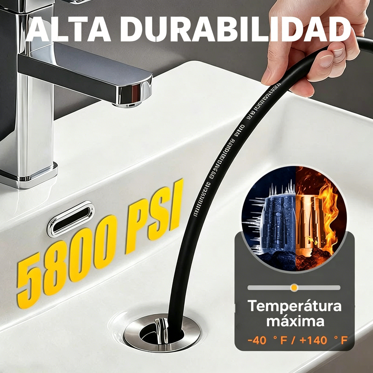 🔗【10 metros】Boquilla de limpieza de alta presión que se puede conectar a una máquina de lavado de autos 🚰Desatascador, enjuague y limpieza de alta presión