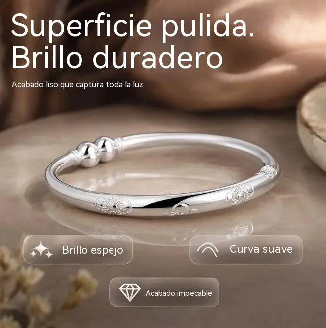 ✨2 artículos por 23 euros🌸💎Nueva pulsera de plata lisa con cuentas de flor de ciruelo y calabaza