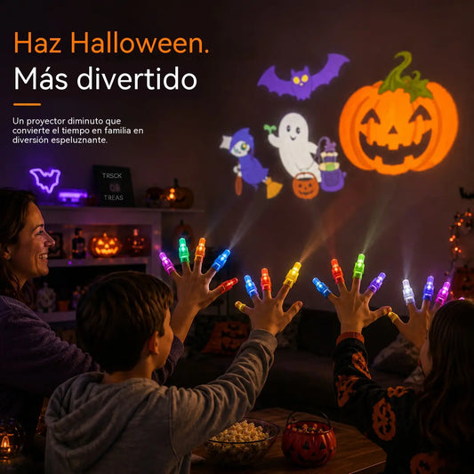 🔥¡Último día! 50% de descuento🎃（24PCS） Luces de proyector para dedos de Halloween – Mini proyector de patrones
