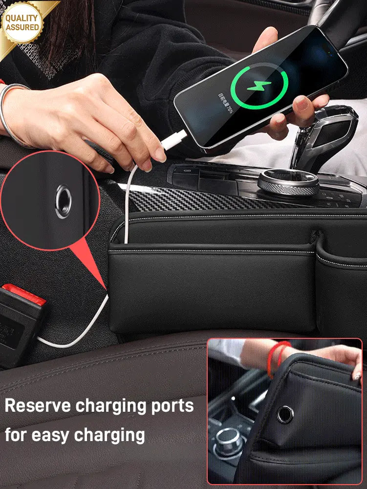 Caja de almacenamiento multifuncional para el espacio entre los asientos del coche con portavasos