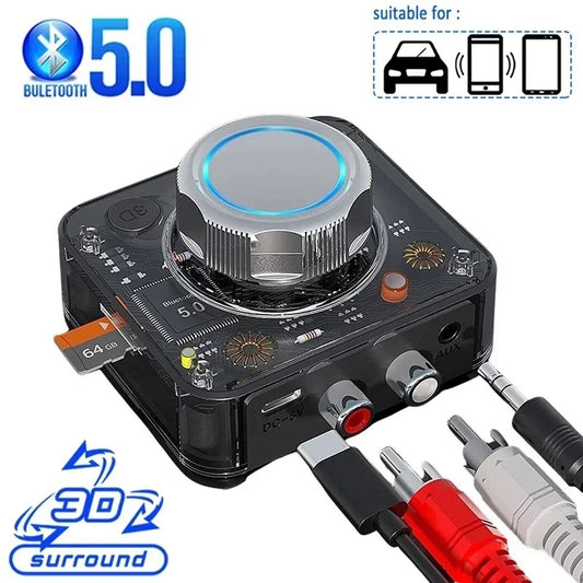 Receptor estéreo Bluetooth 5.0, estéreo a receptor, el adaptador Bluetooth admite reproducción de tarjeta TF