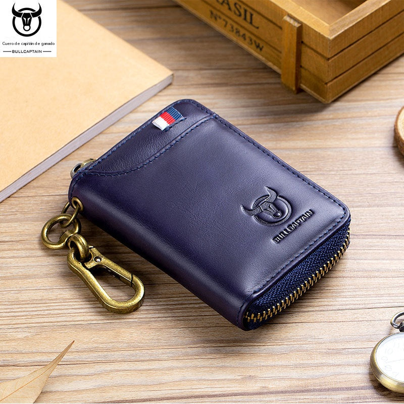 [Precio especial por lanzamiento] Monedero de piel antirrobo 2 en 1 para hombre con llavero