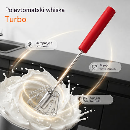 🥳Kupite 1, dobite 1 gratis🥳💞Prodanih več kot 50.000 enot!🥚💪 50 % popusta! Polavtomatska ročna metlica za jajca: pritisnite in zavrtite – elektrika ni potrebna. Stepe jajca in smetano v nekaj sekundah. Prijazno do vaših zapestij! ✨🧁