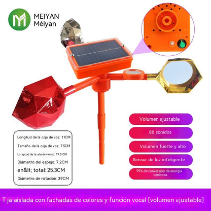 Nuevo ahuyentador de pájaros con voz ajustable, alimentado por energía solar y eólica, mejorado