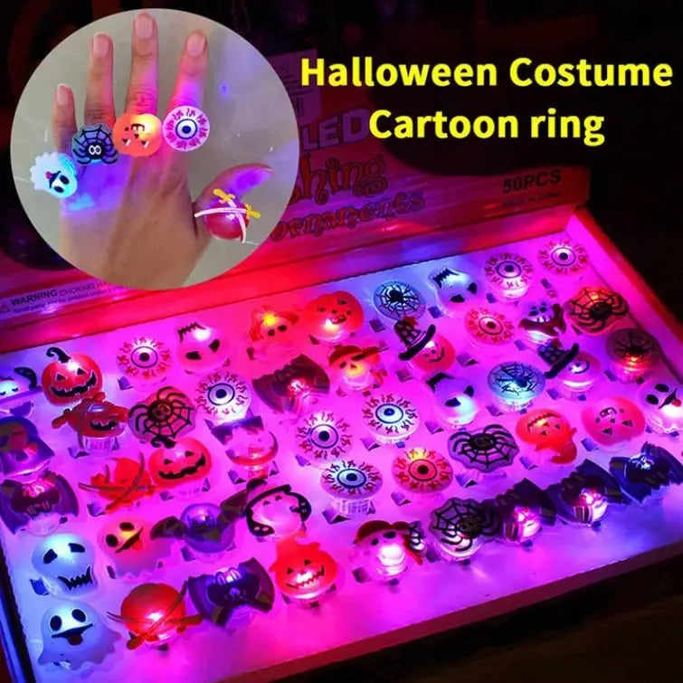 🔥2 juegos de anillos [100 piezas] 24 euros🎃 Anillo luminoso LED de Halloween 💍 | Regalo de fiesta con luz intermitente para la noche de Halloween 👻