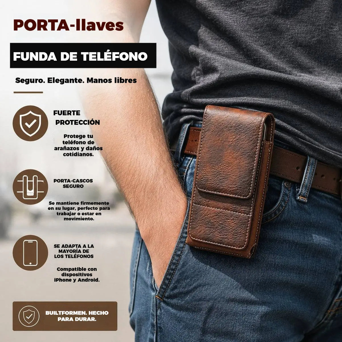 🔥 Funda para Móvil con Clip para Cinturón – Cierre Magnético, Resistente y con Ranura para Tarjetas