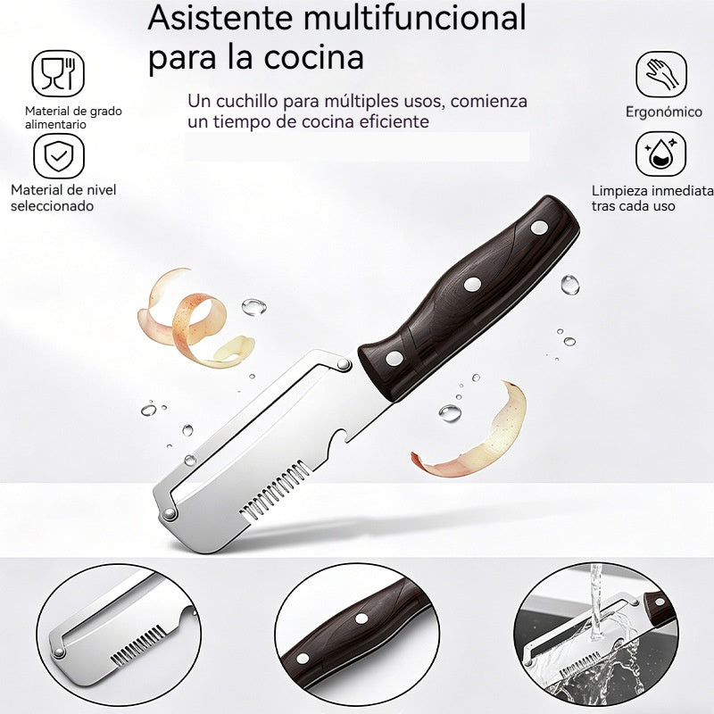 🔥3 artículos por solo 24 euros🧅🔪 Pelador de cocina multifuncional 3 en 1: ¡Pela, corta y abre tapones de botellas!