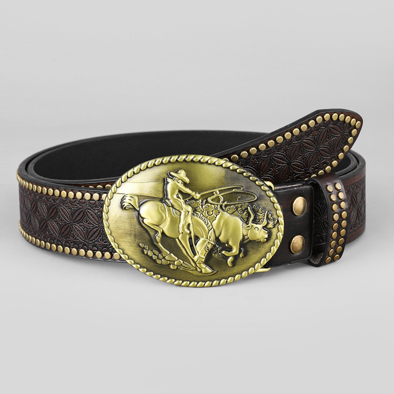 🔥Cinturón con adorno de cabeza de toro en relieve retro de moda para hombres