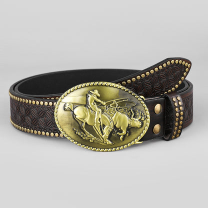 🔥Cinturón con adorno de cabeza de toro en relieve retro de moda para hombres