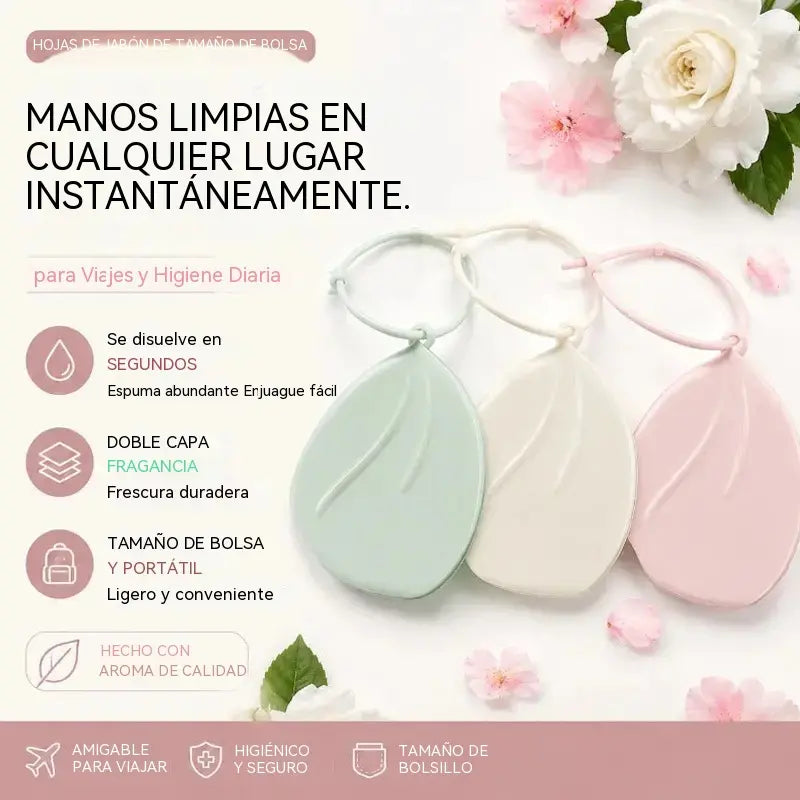 Jabonera portátil, jabón de doble capa con aroma floral, jabón desechable