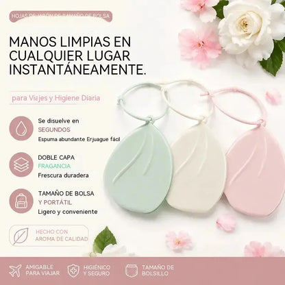 Jabonera portátil, jabón de doble capa con aroma floral, jabón desechable