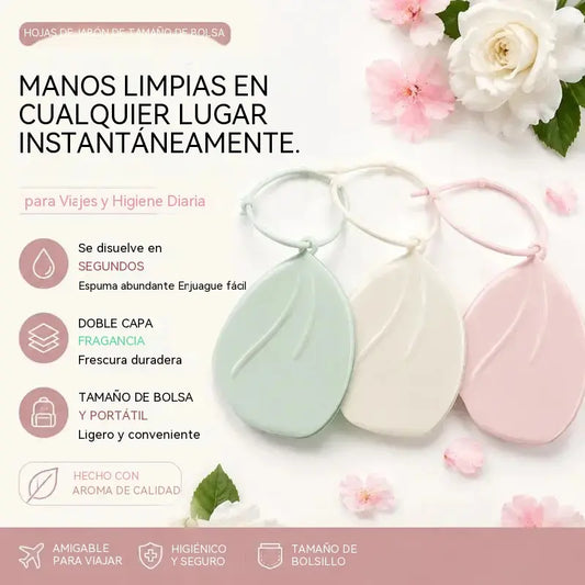 Jabonera portátil, jabón de doble capa con aroma floral, jabón desechable