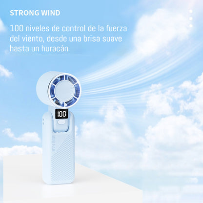 🥰 【Compra 1 y llévate 1 gratis】💦🌬️ Mini ventilador portátil plegable con pantalla digital USB de 100 velocidades