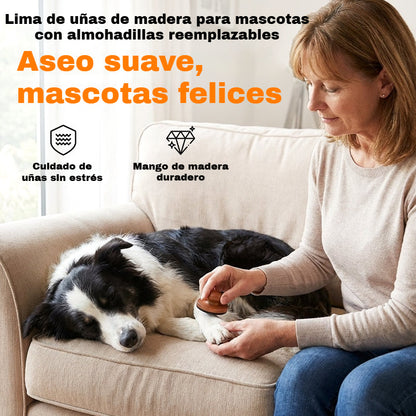 🐾🐾【Incluye 4 platos esmerilados】Lima de uñas de madera para mascotas con superficies de lima reemplazables