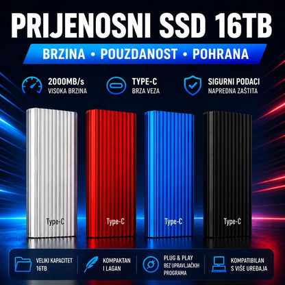 🏆Vremenski ograničena ponuda⚡ 🔥Prijenosni mini Type-C SSD disk velikog kapaciteta od 16 TB