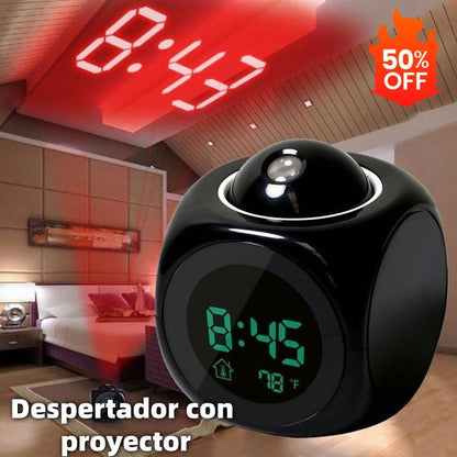 ⏰ Reloj proyector multifunción — hora, alarma, temperatura y clima en tu pared o techo