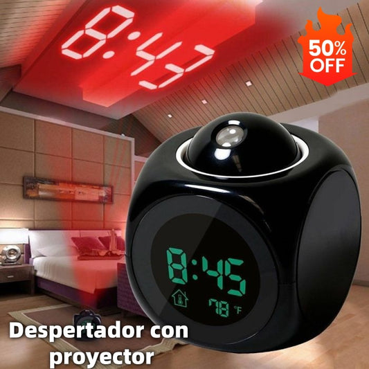 ⏰ Reloj proyector multifunción — hora, alarma, temperatura y clima en tu pared o techo
