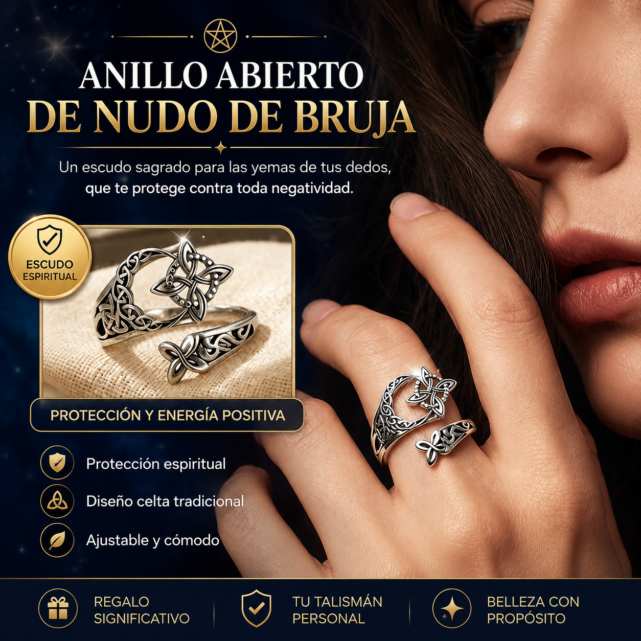 [compra 1 y llévate 1 gratis]Anillo de nudo celta de plata S925 con