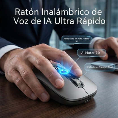 🖱️ Ratón inalámbrico inteligente con voz e IA: 1600 palabras/minuto, centro de traducción, ergonómico ✨