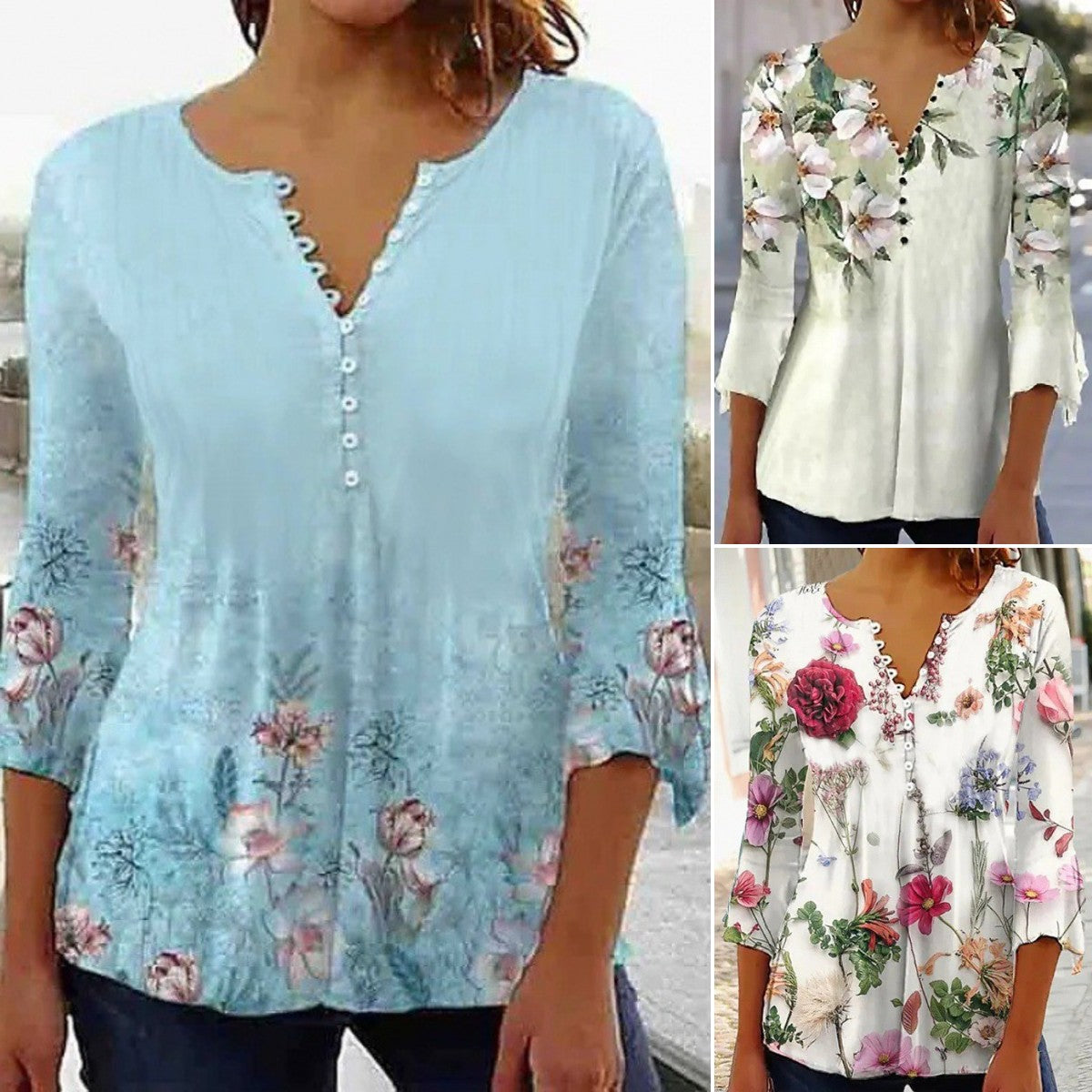 【Oferta limitada – 50% de descuento】 [S-5XL] Camiseta de cuello en V para mujer
